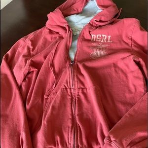 Ralph Lauren Denim and Supply, rust orange zip front hoodie, Size M